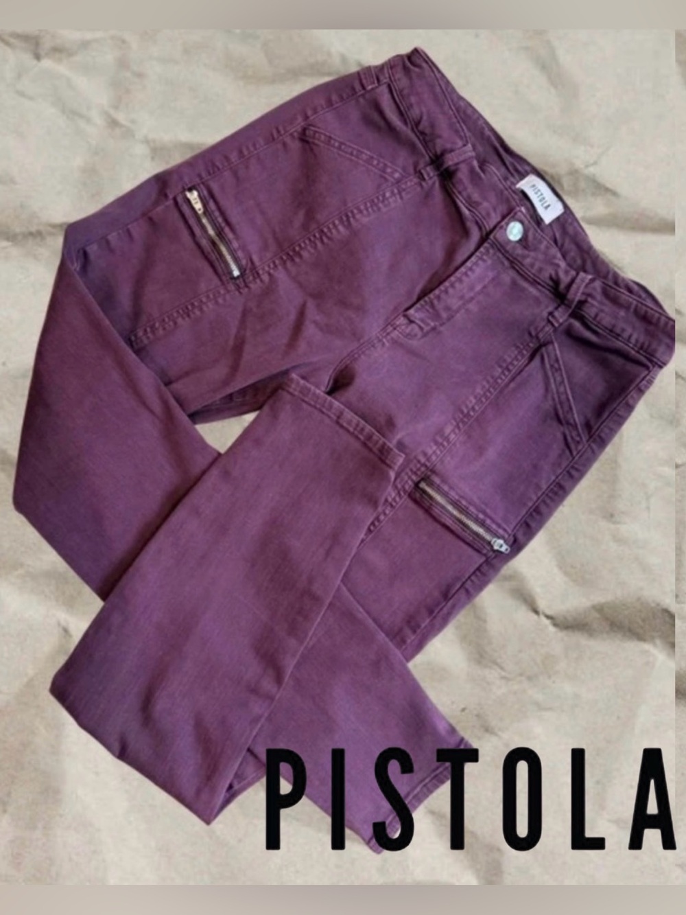 Pistola Burgundy Tencel Blend Pants Stretch Pull On Pants